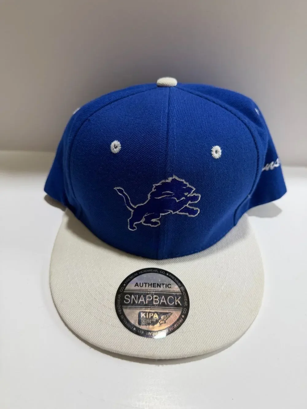 Detroit Lions Snapback Hat Blue White TwoTone Vintage Style KIPA Premium Cap NFL
